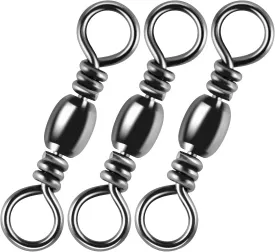 100-Pack Fishing Barrel Swivels, High Strength Stainless Solid Ring Brass Barrel Swivel with Black Nickel Coating, Rolling Fishing Swivels Tackle Line Connector Saltwater Freshwater