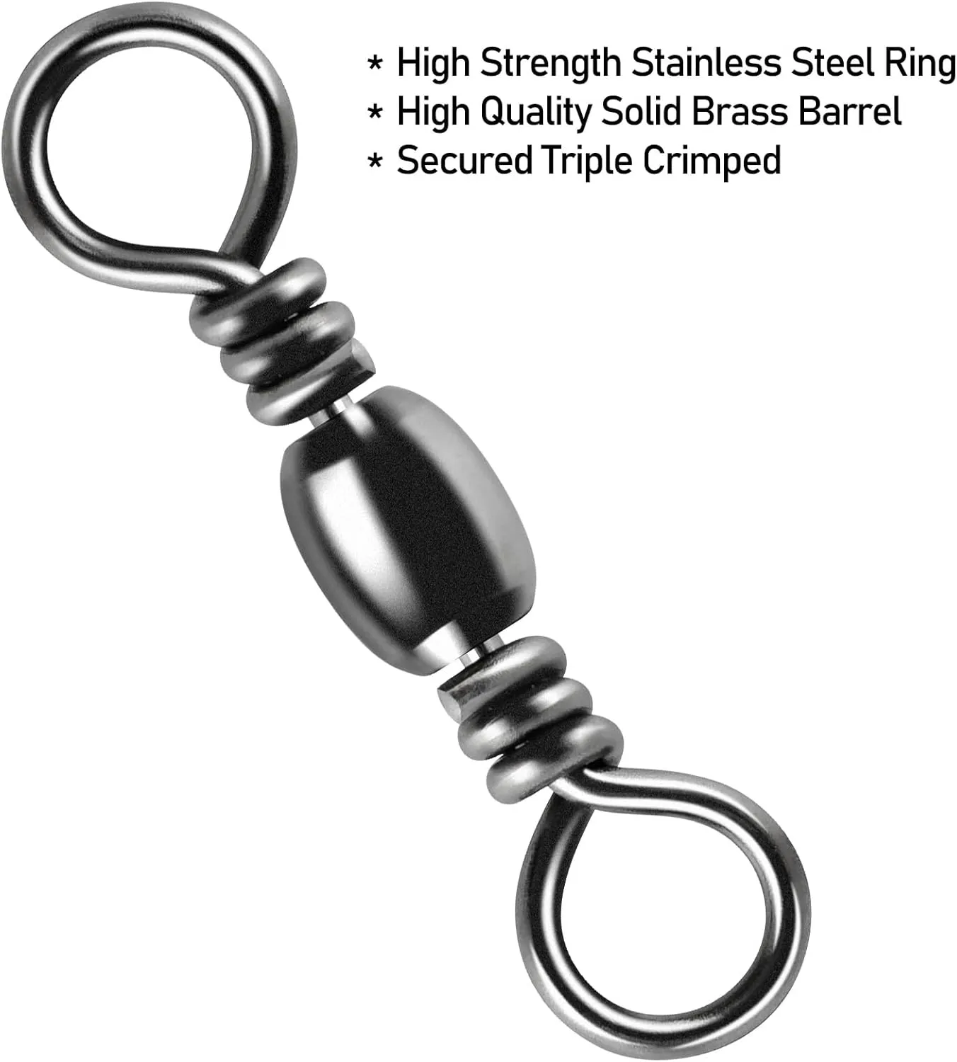 100-Pack Fishing Barrel Swivels, High Strength Stainless Solid Ring Brass Barrel Swivel with Black Nickel Coating, Rolling Fishing Swivels Tackle Line Connector Saltwater Freshwater