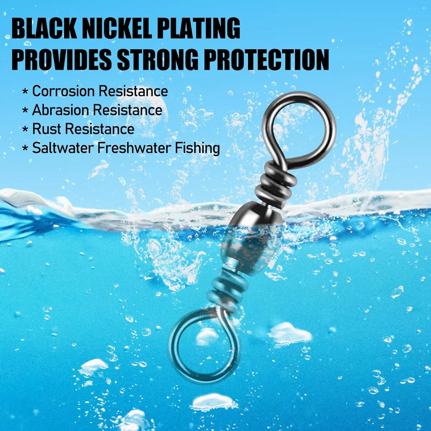 100-Pack Fishing Barrel Swivels, High Strength Stainless Solid Ring Brass Barrel Swivel with Black Nickel Coating, Rolling Fishing Swivels Tackle Line Connector Saltwater Freshwater