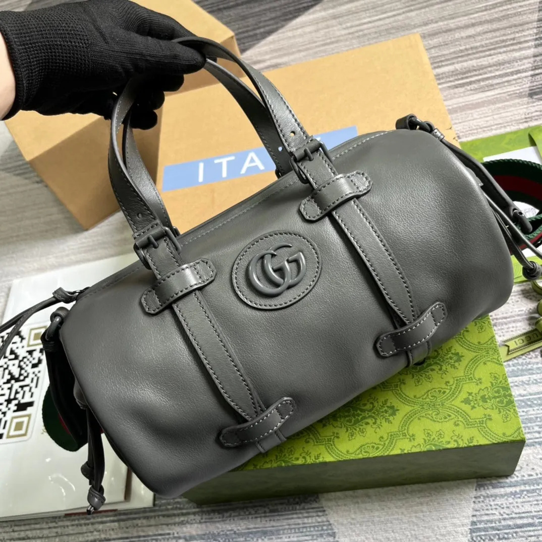 28CM gray underarm bucket hand-held crossbody single shoulder handbag 725701