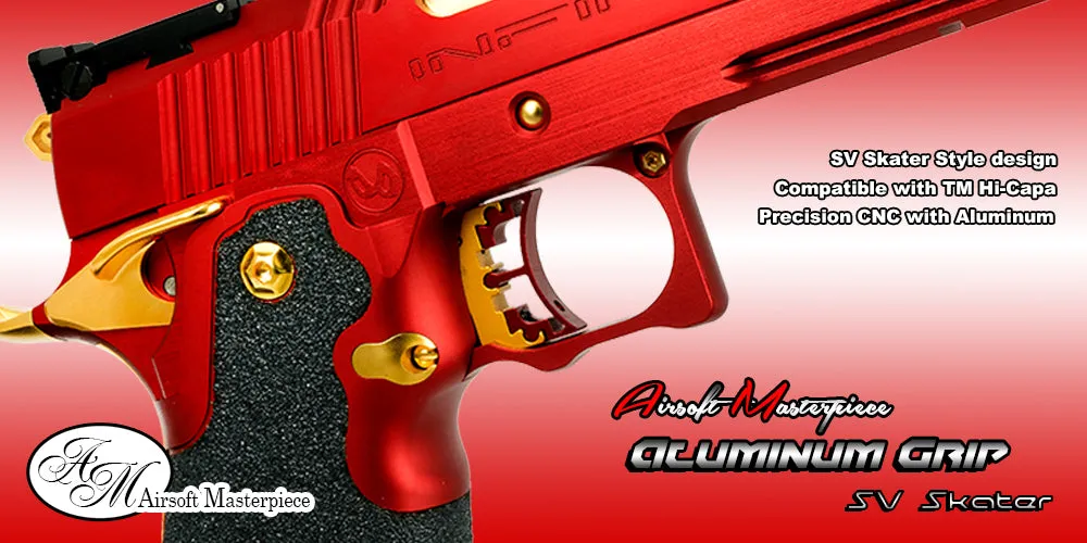 Airsoft Masterpiece Aluminum Grip for Hi-CAPA Type 6 - Infinity Grip Tape ver. (Red)