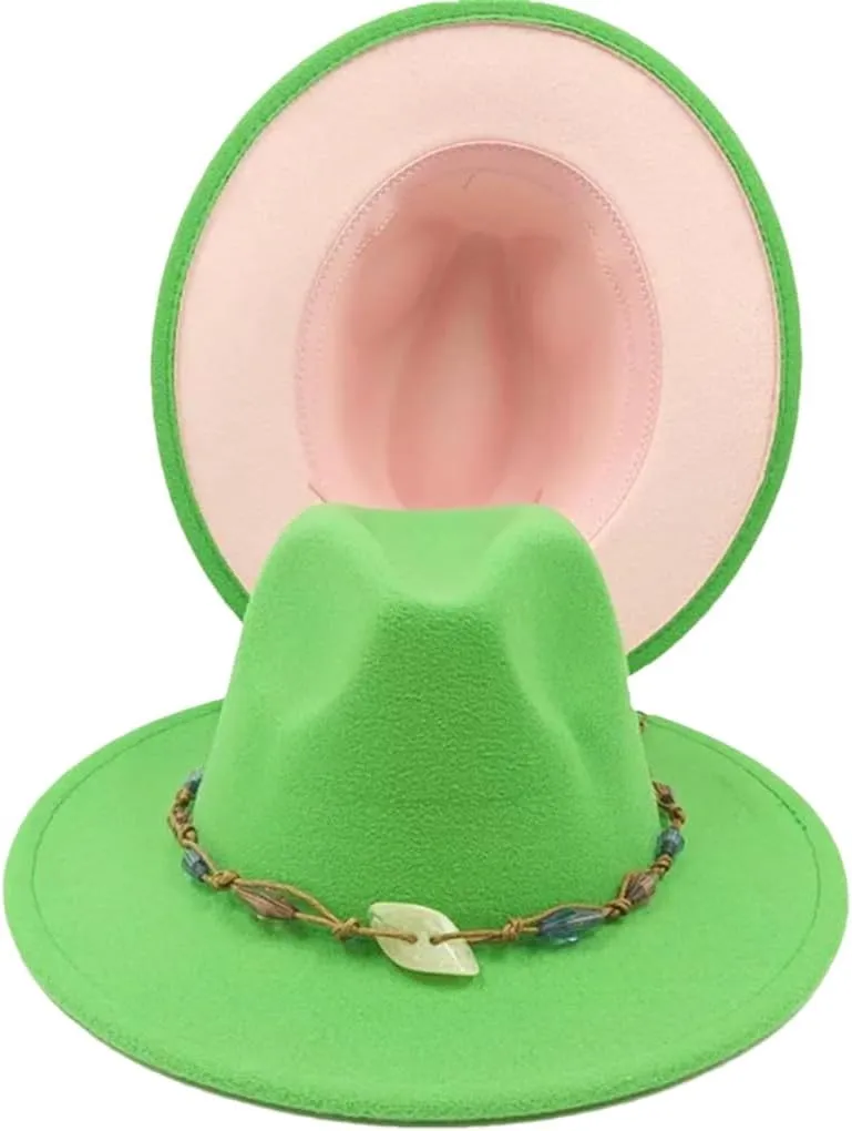 All-Match Fedora Hat Dual Color Classic Jazz Hat Men and Women Wide Brimmed Hat