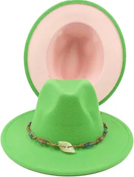 All-Match Fedora Hat Dual Color Classic Jazz Hat Men and Women Wide Brimmed Hat