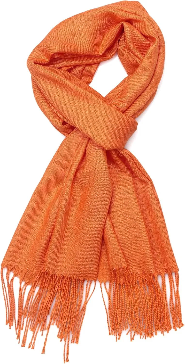 AMERICHAMP Super Soft Elegant Scarf for Women Men Cashmere Feel Winter Fall Fashion fringe Gift Lightweight solid cozy