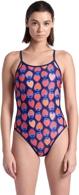 ARENA Performance Women's Reversible Challenge Back Athletic Swimsuit MaxLife One Piece Training Suit, Neon Blue/Multi