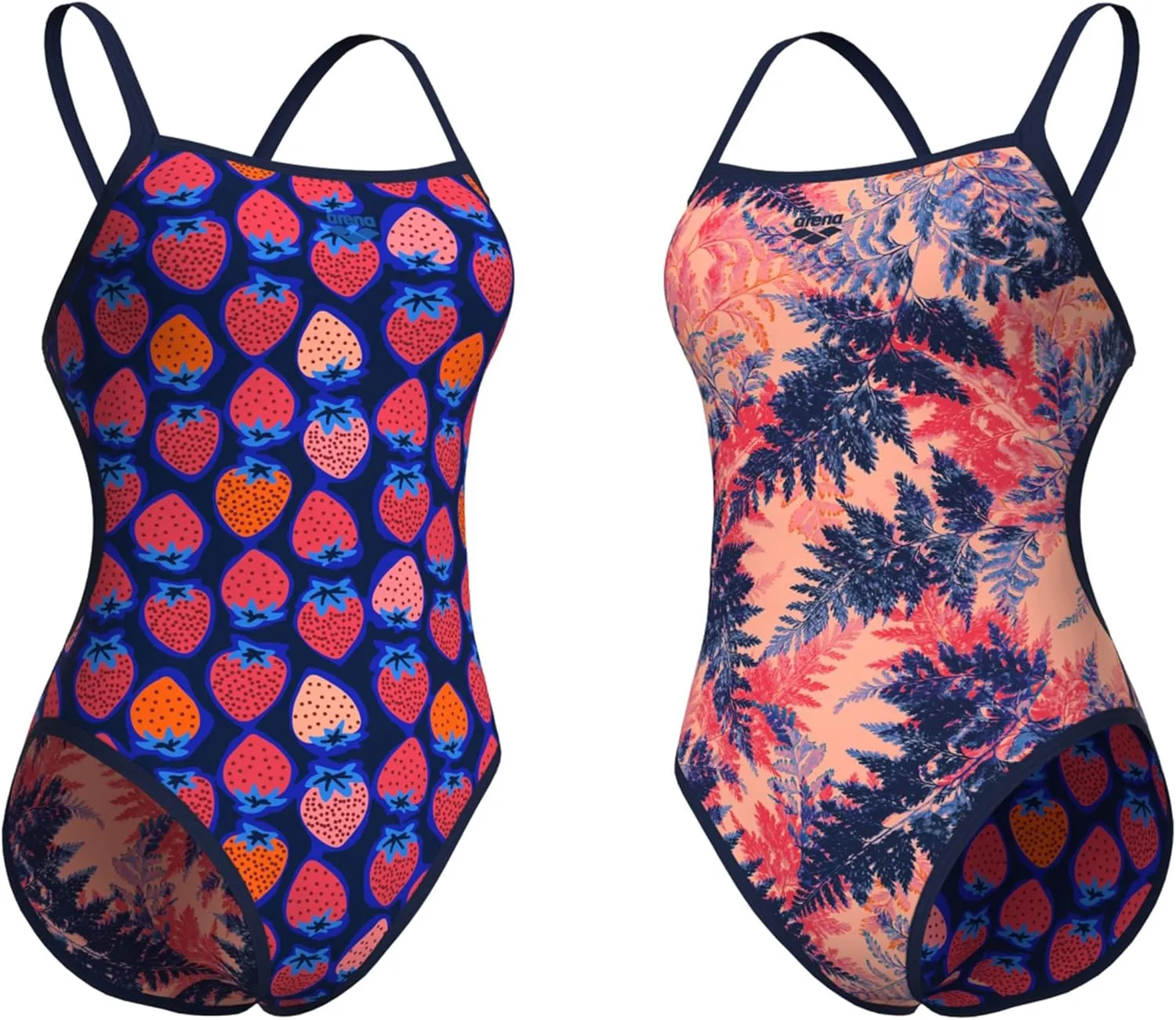 ARENA Performance Women's Reversible Challenge Back Athletic Swimsuit MaxLife One Piece Training Suit, Neon Blue/Multi