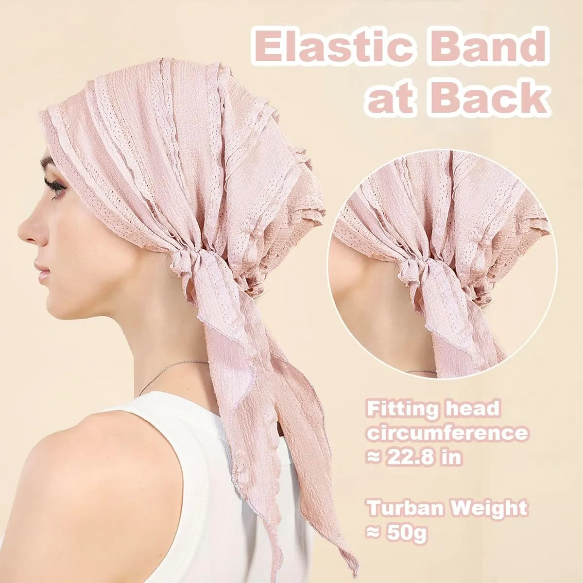 Babalet Slip-On Pre-Tied Beanie Women Headwear Turban Beanie Caps Head Wrap Headscarf for Women Sleep Hair Cover Hat