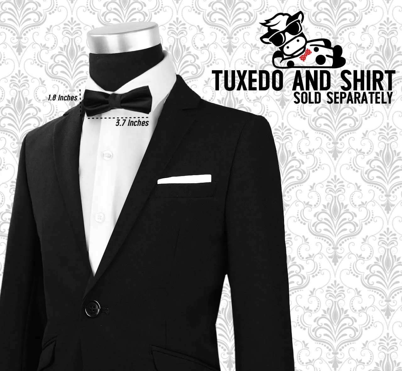 Black n Bianco Boys' Satin Modern Bow Tie Pre-Tied