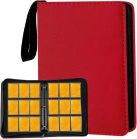 Card Binder 9 Pocket Premium Zipper Trading Card Album 720 Cards Folders for Collectible MTG TCG Sports Cards Binder (Red)