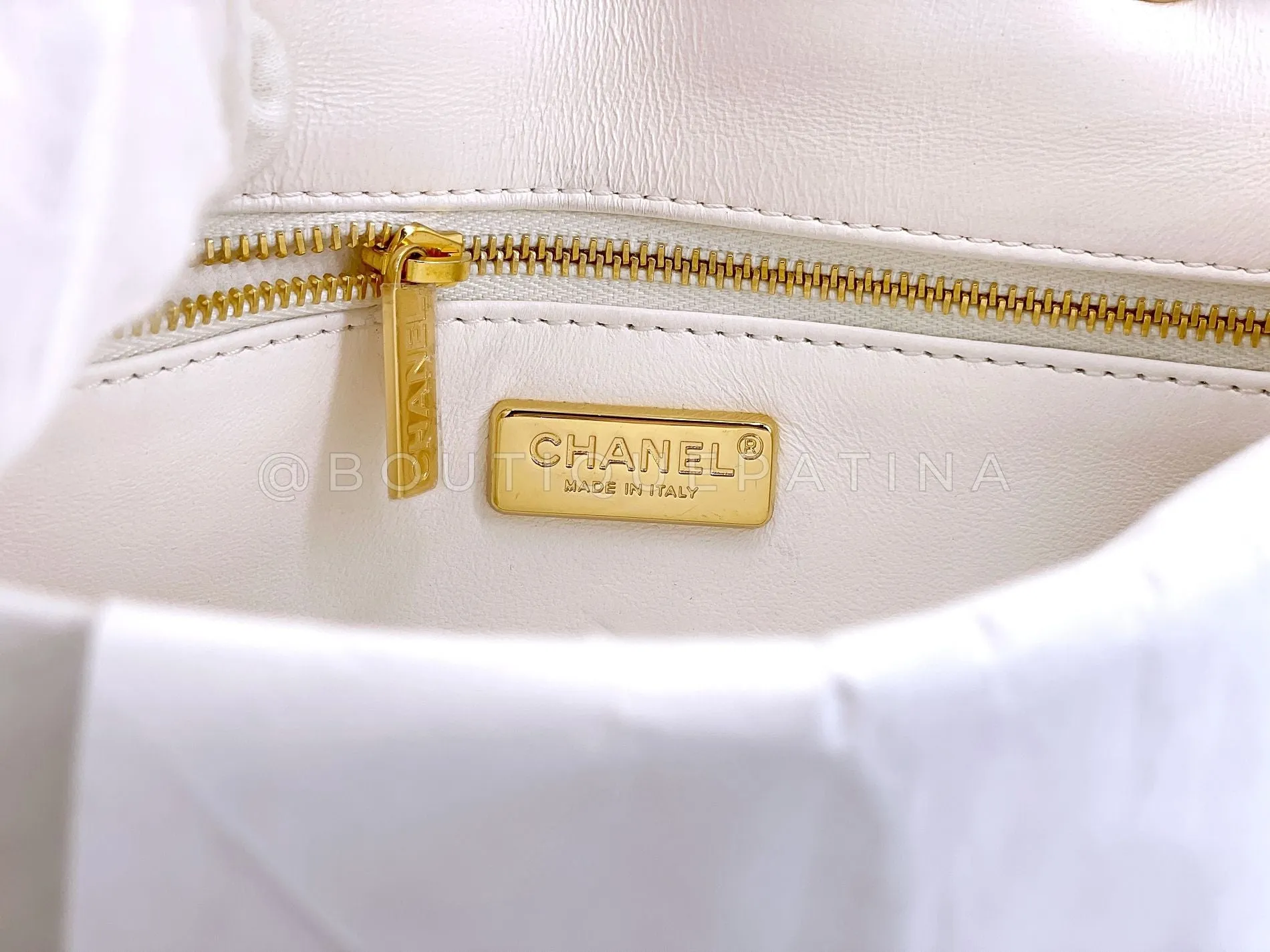 Chanel 24C White Letter Sequin Paris LA Mini Flap Bag GHW XXP