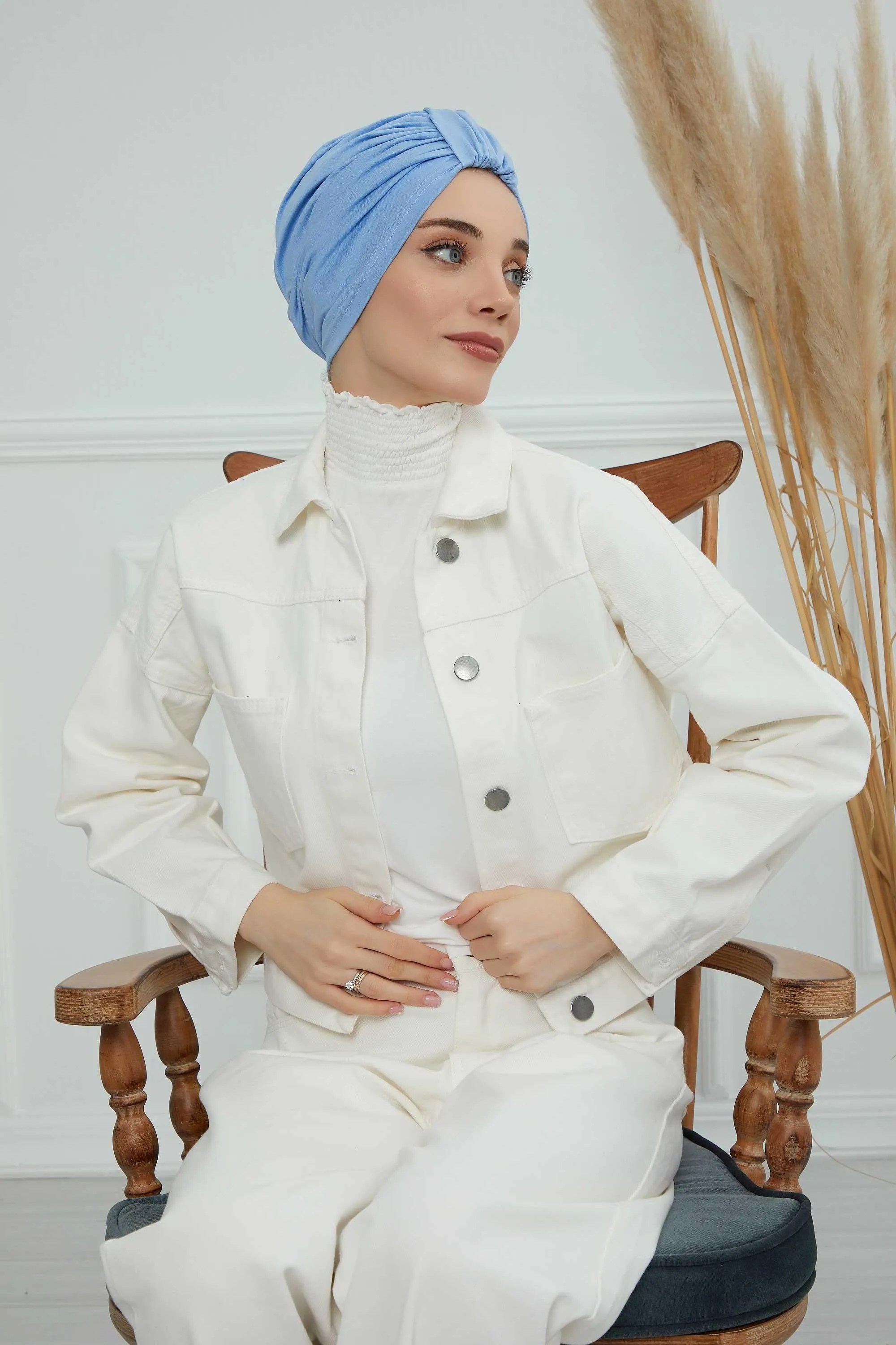Chic Design Cotton Instant Turban Hijab for Women, Beautiful Pre-tied Turban Bonnet for Women, Trendy Fashionable Cancer Chemo Headwear,B-68