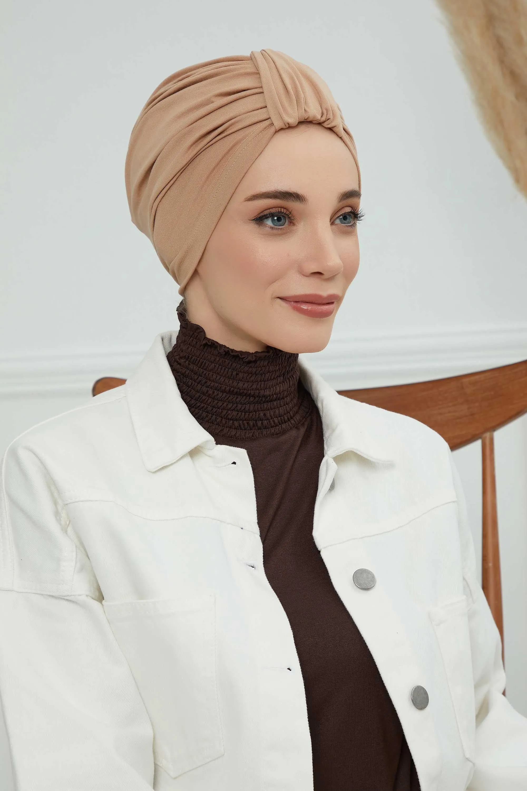 Chic Design Cotton Instant Turban Hijab for Women, Beautiful Pre-tied Turban Bonnet for Women, Trendy Fashionable Cancer Chemo Headwear,B-68
