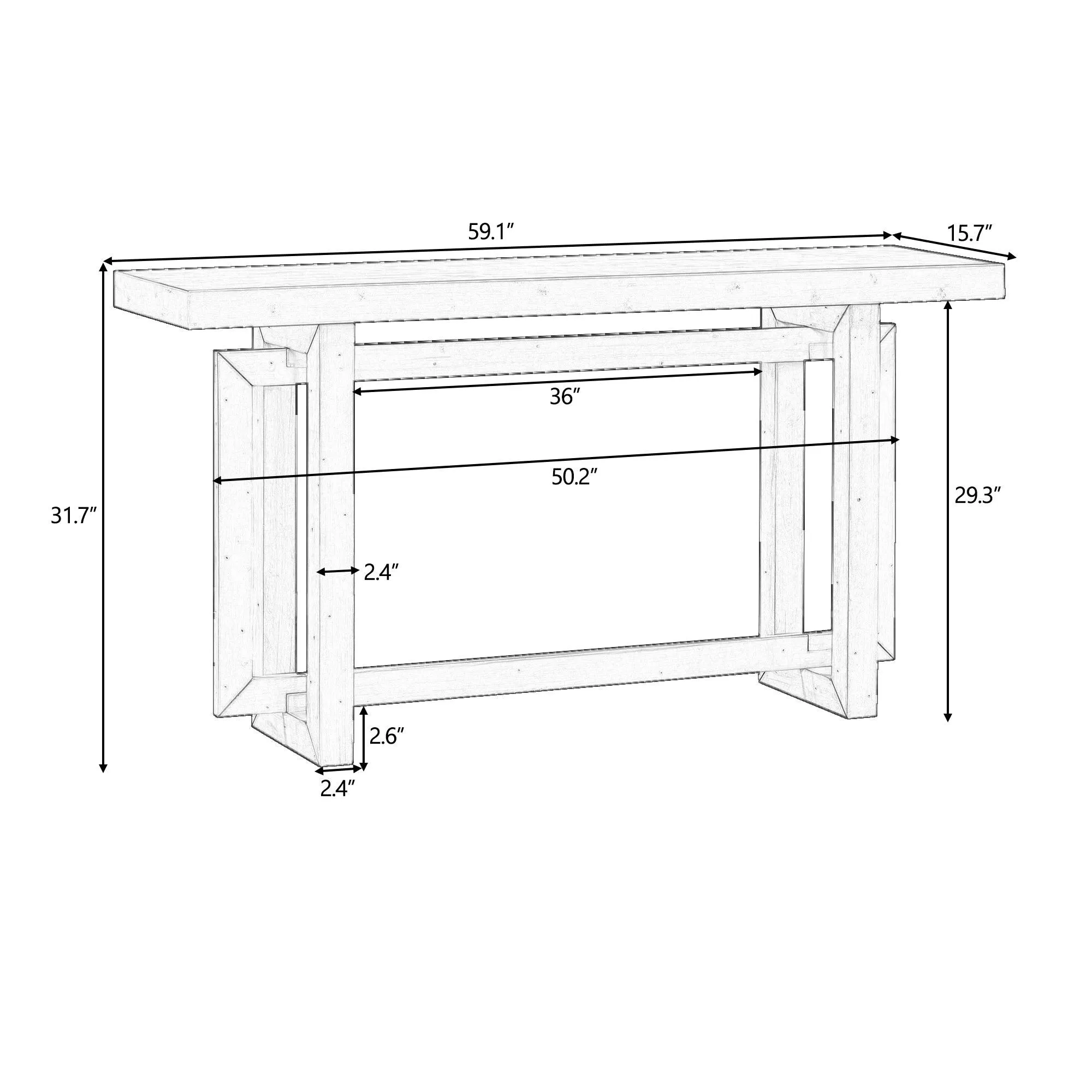 Contemporary Console Table with Wood Top, Extra Long for Entryway and Hallway