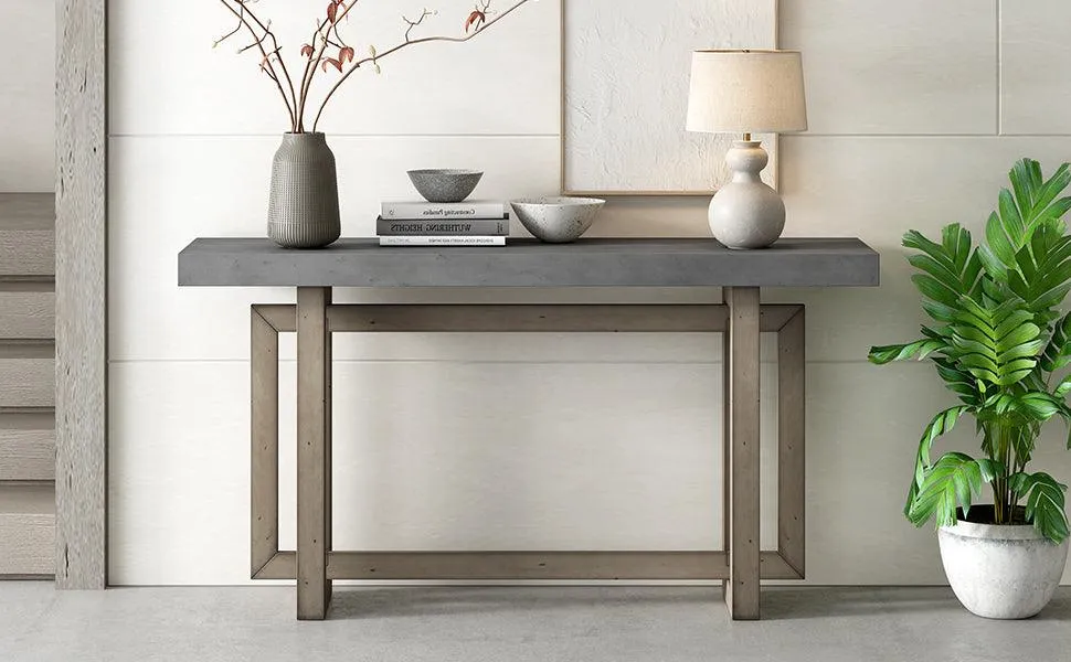 Contemporary Console Table with Wood Top, Extra Long for Entryway and Hallway