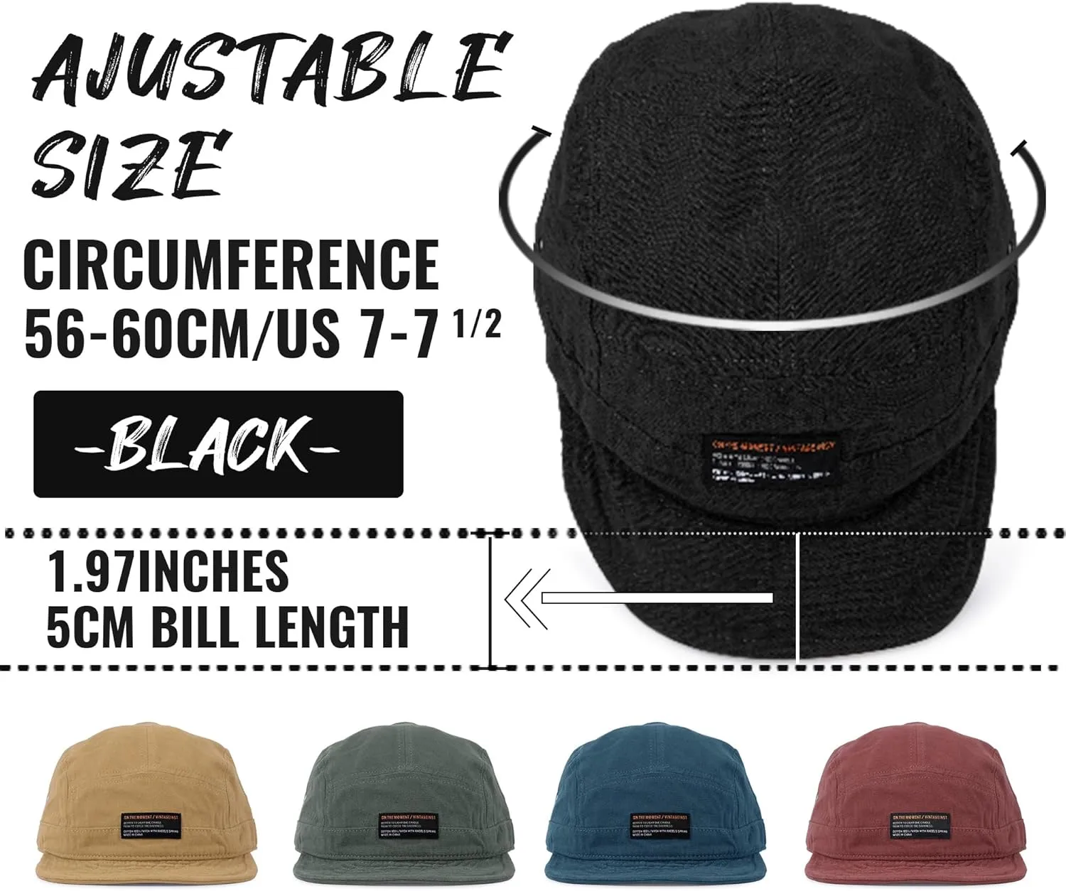 Croogo 5 Panel Short Brim Baseball Cap Soft Trucker Hats Short Bill Cadet Caps Casual Umpire Dad Hats Snapback Hats for Men