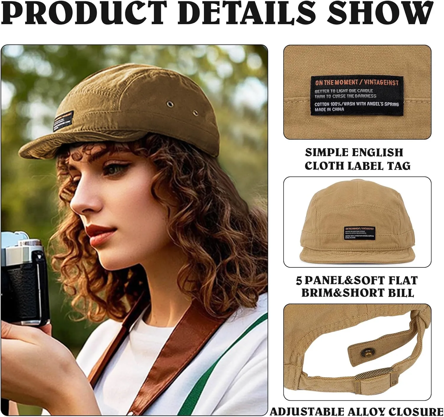 Croogo 5 Panel Short Brim Baseball Cap Soft Trucker Hats Short Bill Cadet Caps Casual Umpire Dad Hats Snapback Hats for Men