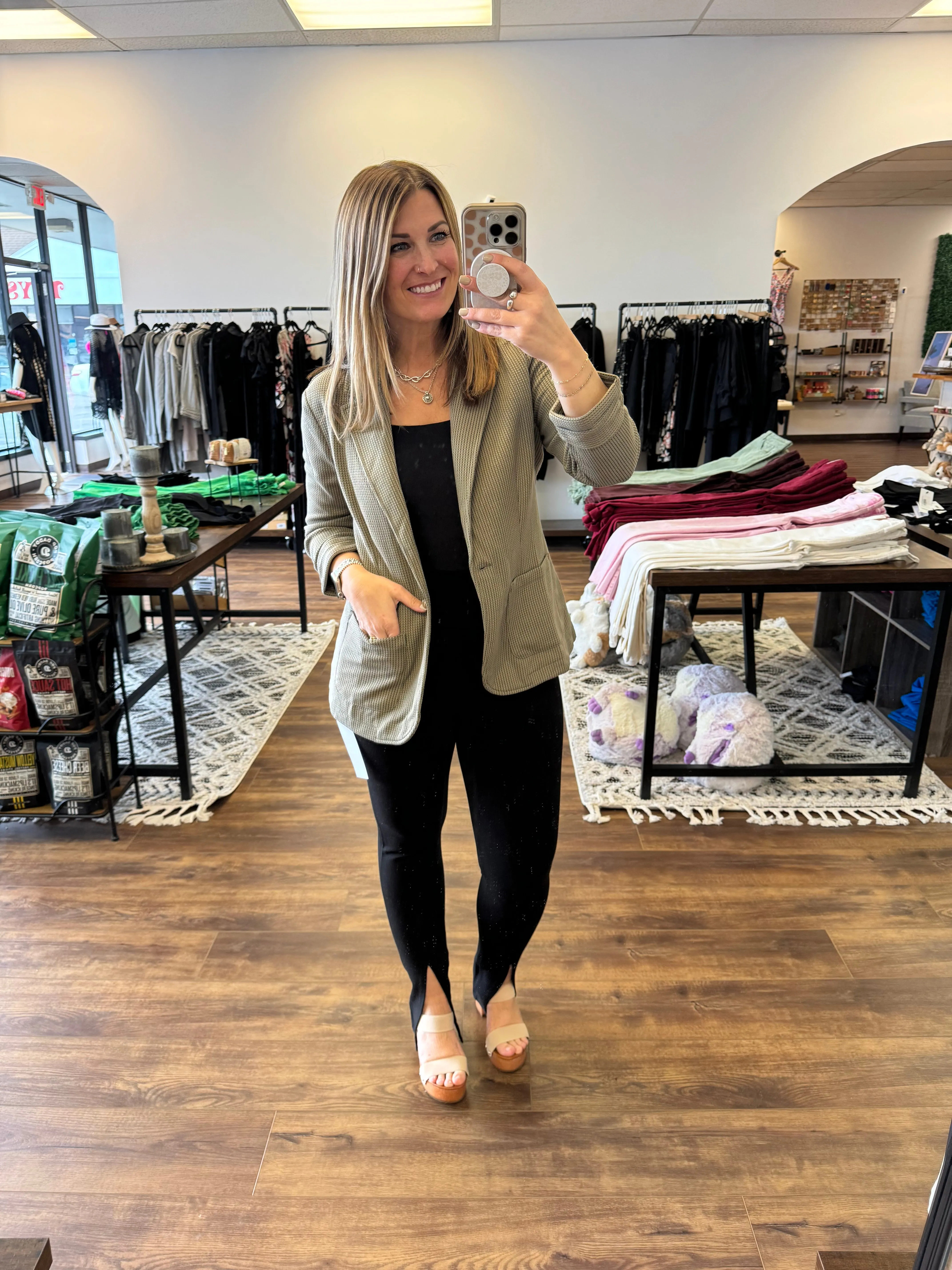 Danica - Shirred Sleeve Textured Blazer