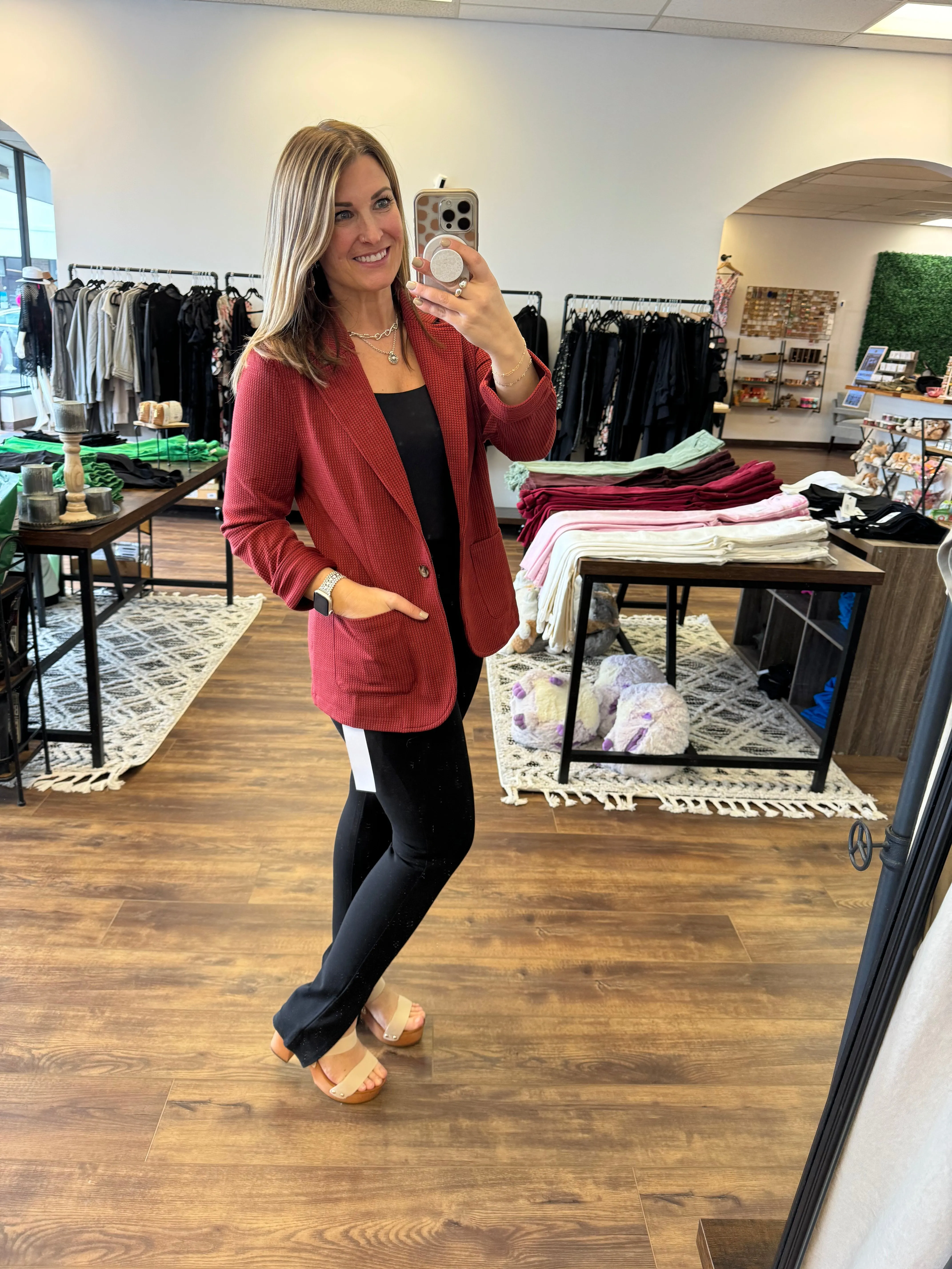 Danica - Shirred Sleeve Textured Blazer