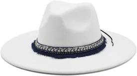 DHAEY 9.5cm Big Brim Peach Shaped Top Hat, Ethnic Style Accessories Jazz Hat Gentleman Ladies Cashmere Felt Hat Luopan Caps & Hats (Color : White, Size : 56-58cm)