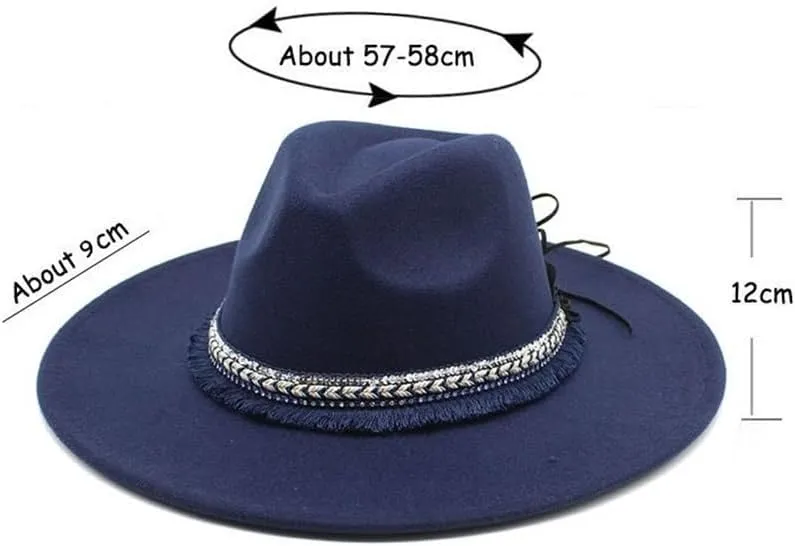 DHAEY 9.5cm Big Brim Peach Shaped Top Hat, Ethnic Style Accessories Jazz Hat Gentleman Ladies Cashmere Felt Hat Luopan Caps & Hats (Color : White, Size : 56-58cm)