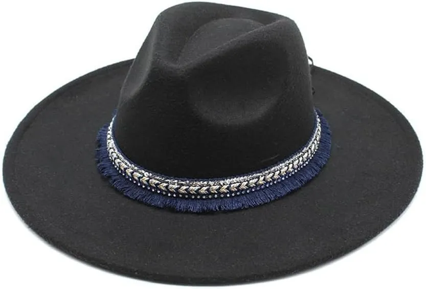 DHAEY 9.5cm Big Brim Peach Shaped Top Hat, Ethnic Style Accessories Jazz Hat Gentleman Ladies Cashmere Felt Hat Luopan Caps & Hats (Color : White, Size : 56-58cm)