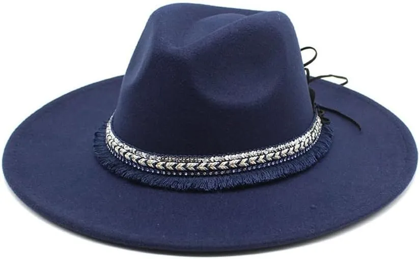 DHAEY 9.5cm Big Brim Peach Shaped Top Hat, Ethnic Style Accessories Jazz Hat Gentleman Ladies Cashmere Felt Hat Luopan Caps & Hats (Color : White, Size : 56-58cm)