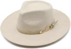 DHAEY British Style Jazz Top Hat, Bound Wool Top Hat, Large Brim Top Hat, Flat Brim Felt Hat, Straight Brim Lovers Hat Luopan Caps & Hats (Color : Beige White, Size : 56-58cm)