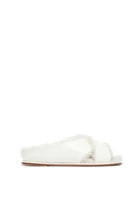 Ellington Flat Slide in Cream Wool Fur