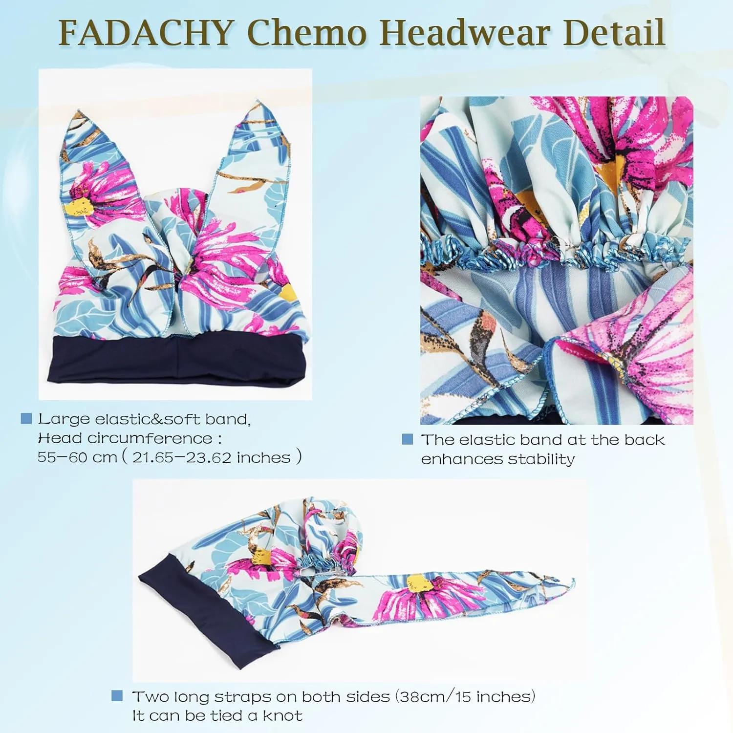 FADACHY Chemo Headwear for Women,Chemo Caps Lightweight for Summer with Head Scarf,Silky Soft Hair Turbans Fashion
