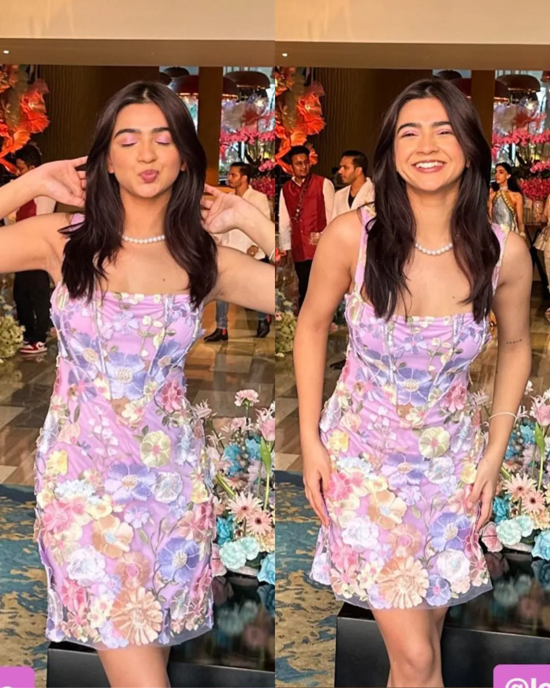 Flor Lavender 3-D Flower Embroidered Corset Dress