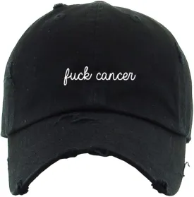 Fuck Cancer Vintage Baseball Cap Embroidered Cotton Adjustable Distressed Dad Hat