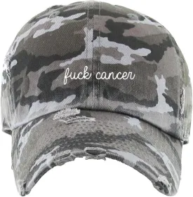 Fuck Cancer Vintage Baseball Cap Embroidered Cotton Adjustable Distressed Dad Hat