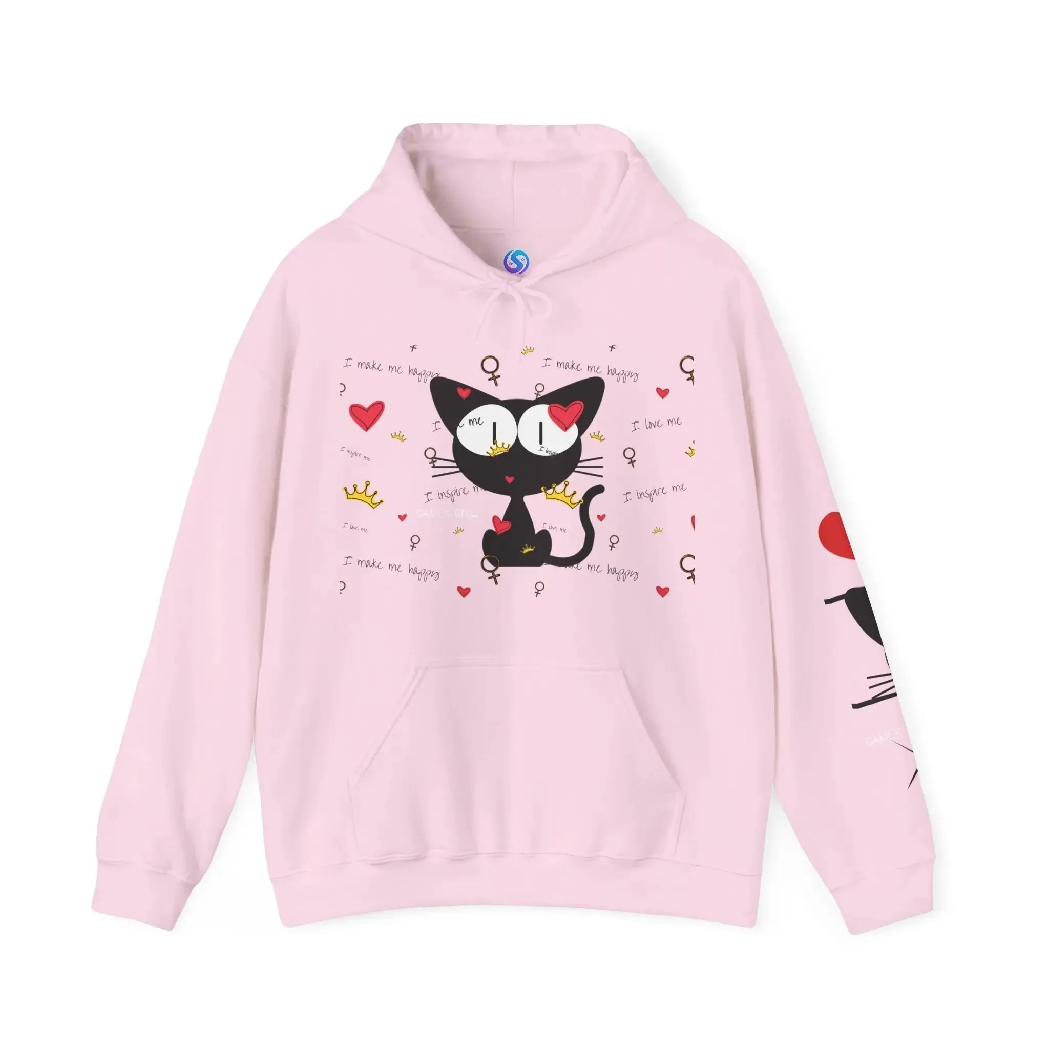 Gamer Girl Cat Happy Unisex Heavy Blend™ Hooded Sweatshirt
