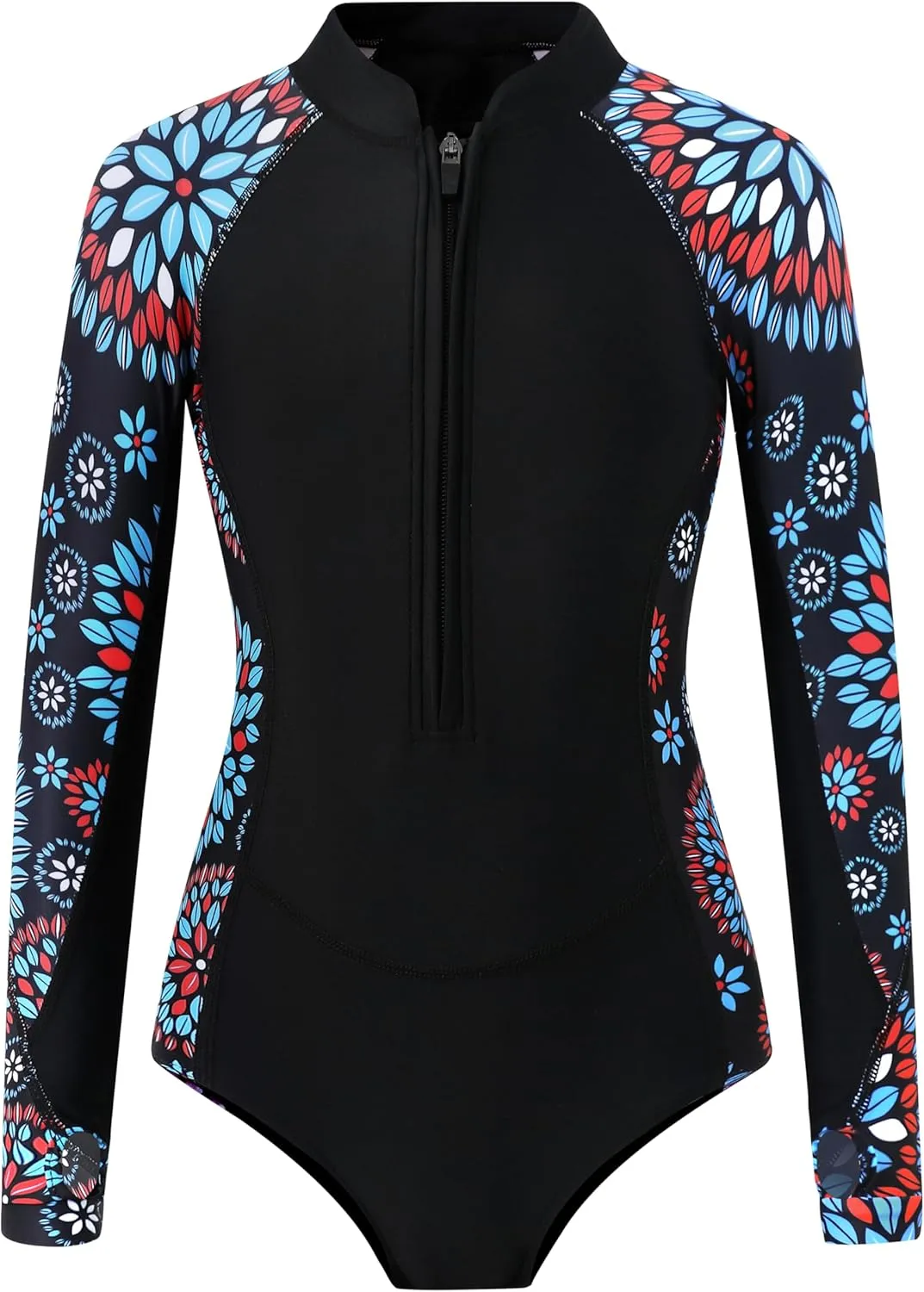 Girls Long Sleeve Rashguard Swimsuit UV Protection One-Piece Swimwear Bathing Suit
