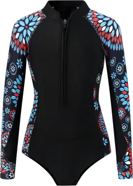 Girls Long Sleeve Rashguard Swimsuit UV Protection One-Piece Swimwear Bathing Suit