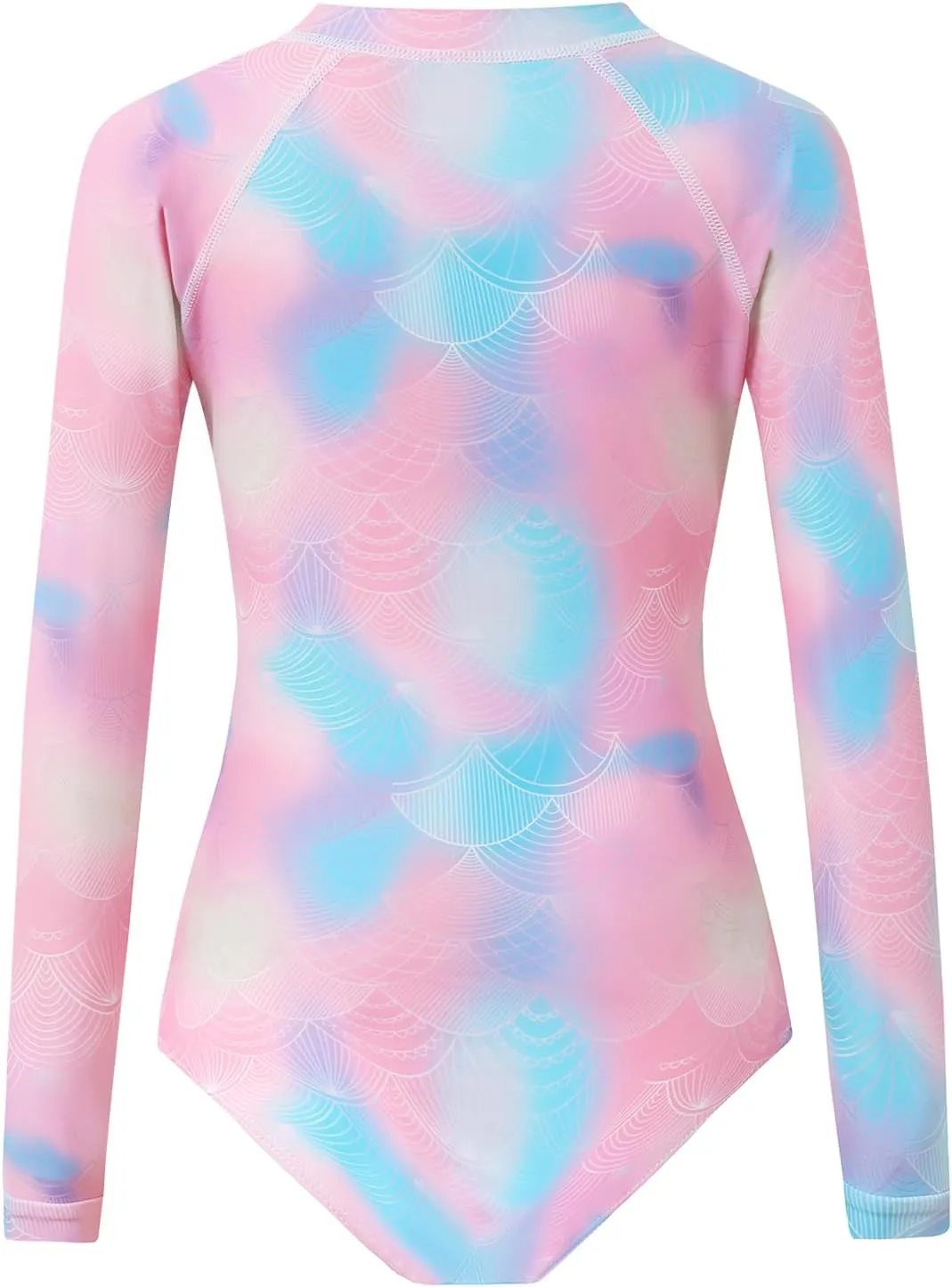 Girls Long Sleeve Rashguard Swimsuit UV Protection One-Piece Swimwear Bathing Suit