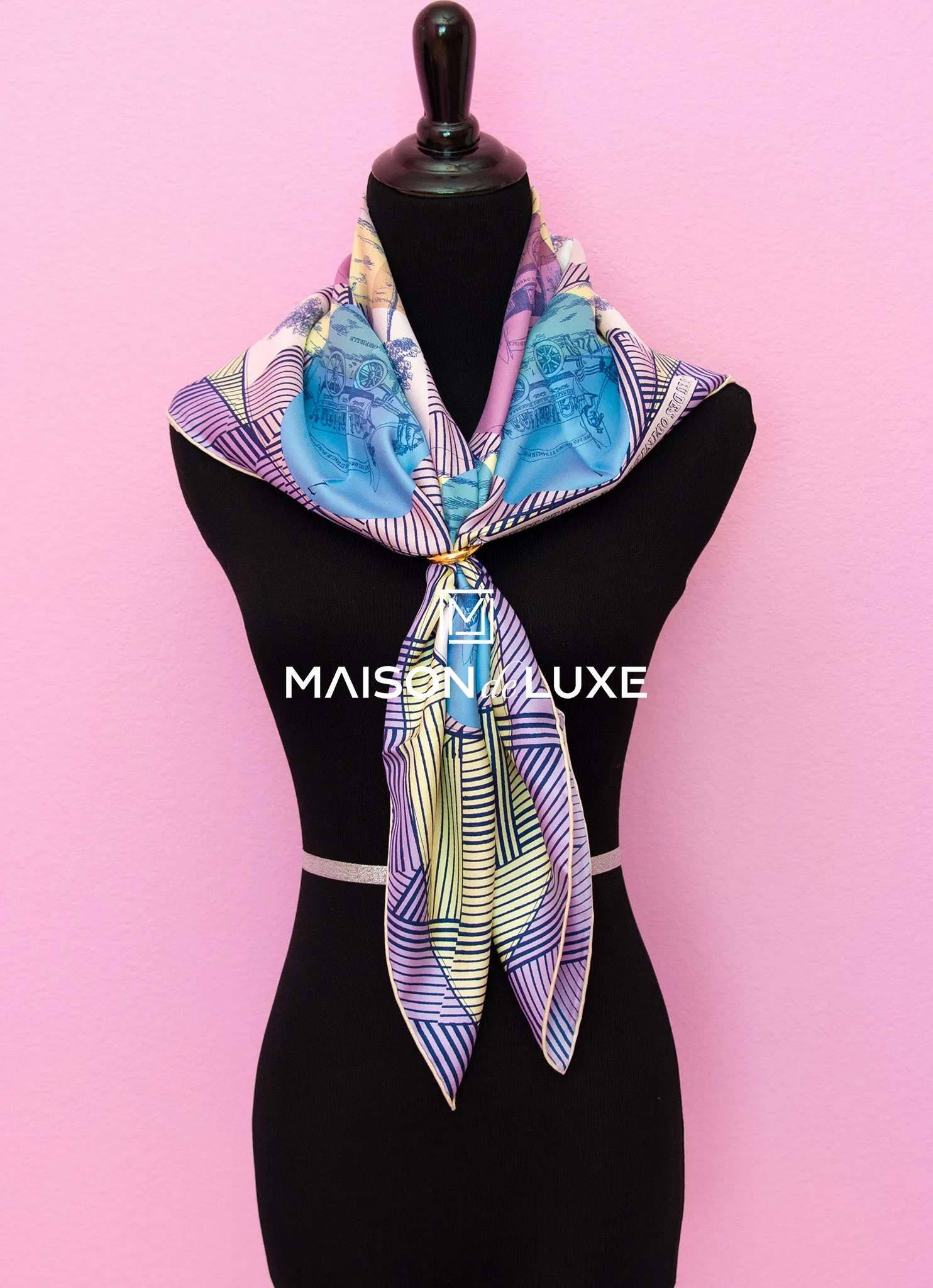 Hermes "Jeu des Omnibus Remix" Purple Twill Silk 90 cm Scarf
