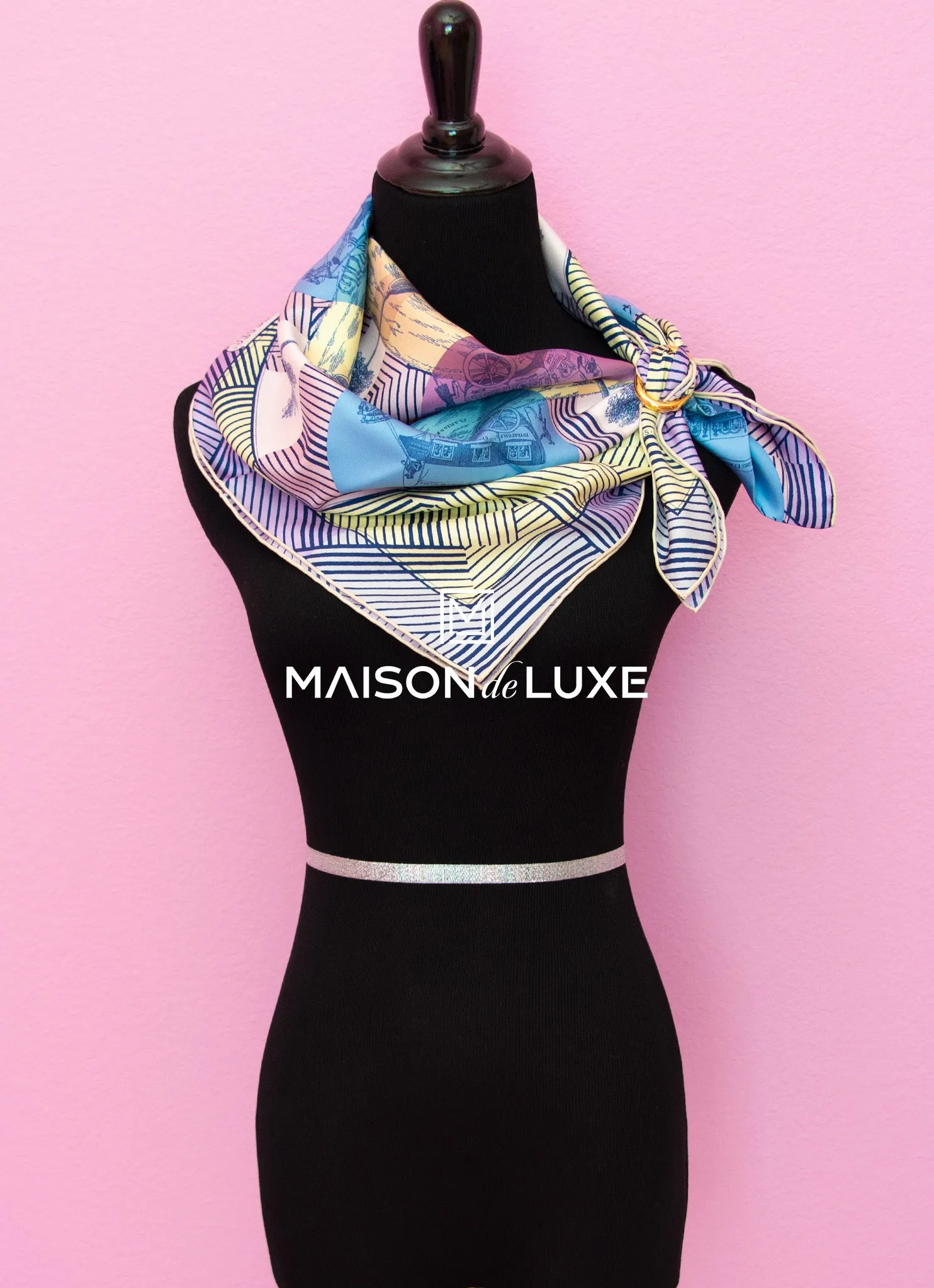 Hermes "Jeu des Omnibus Remix" Purple Twill Silk 90 cm Scarf