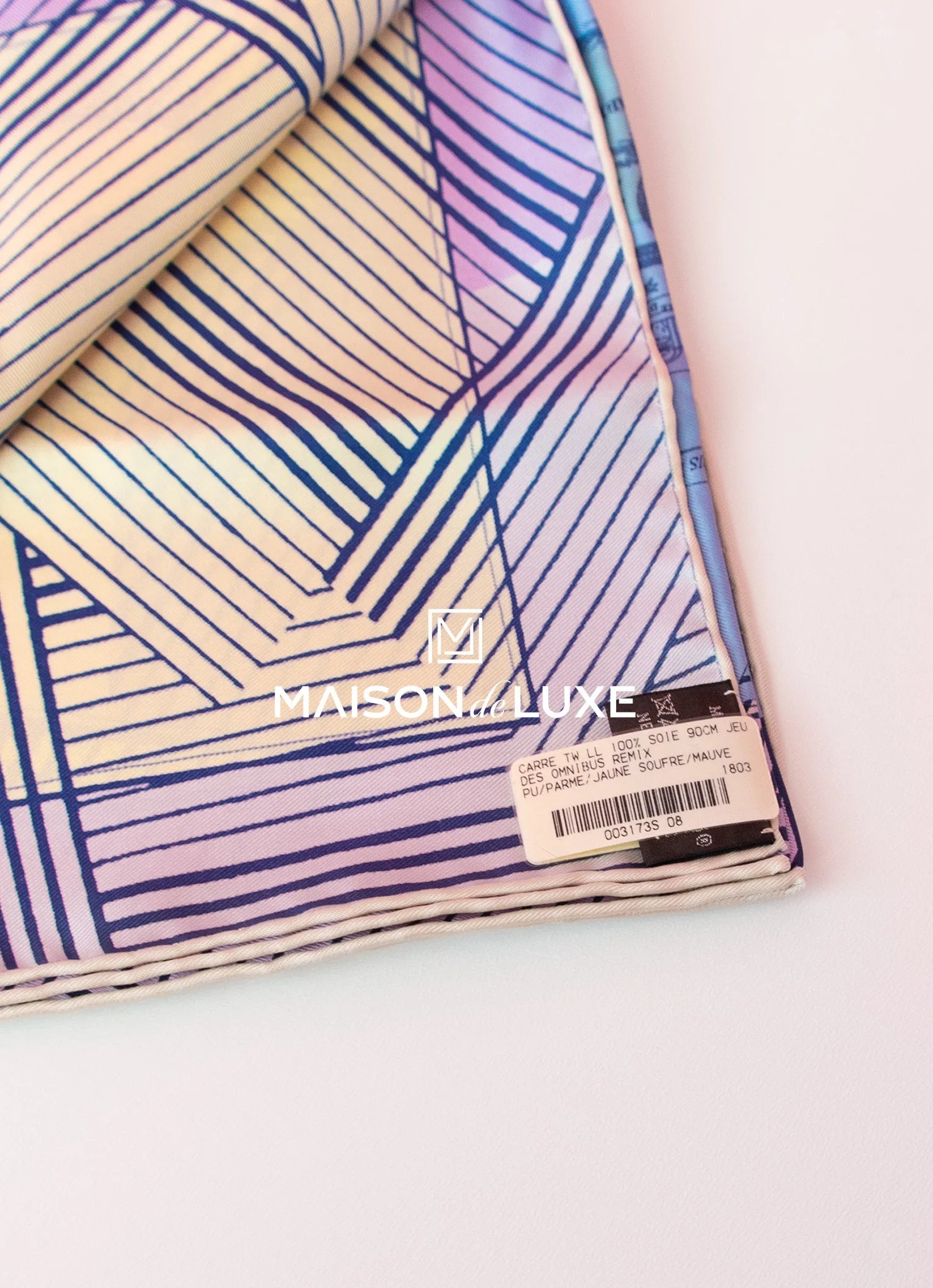Hermes "Jeu des Omnibus Remix" Purple Twill Silk 90 cm Scarf