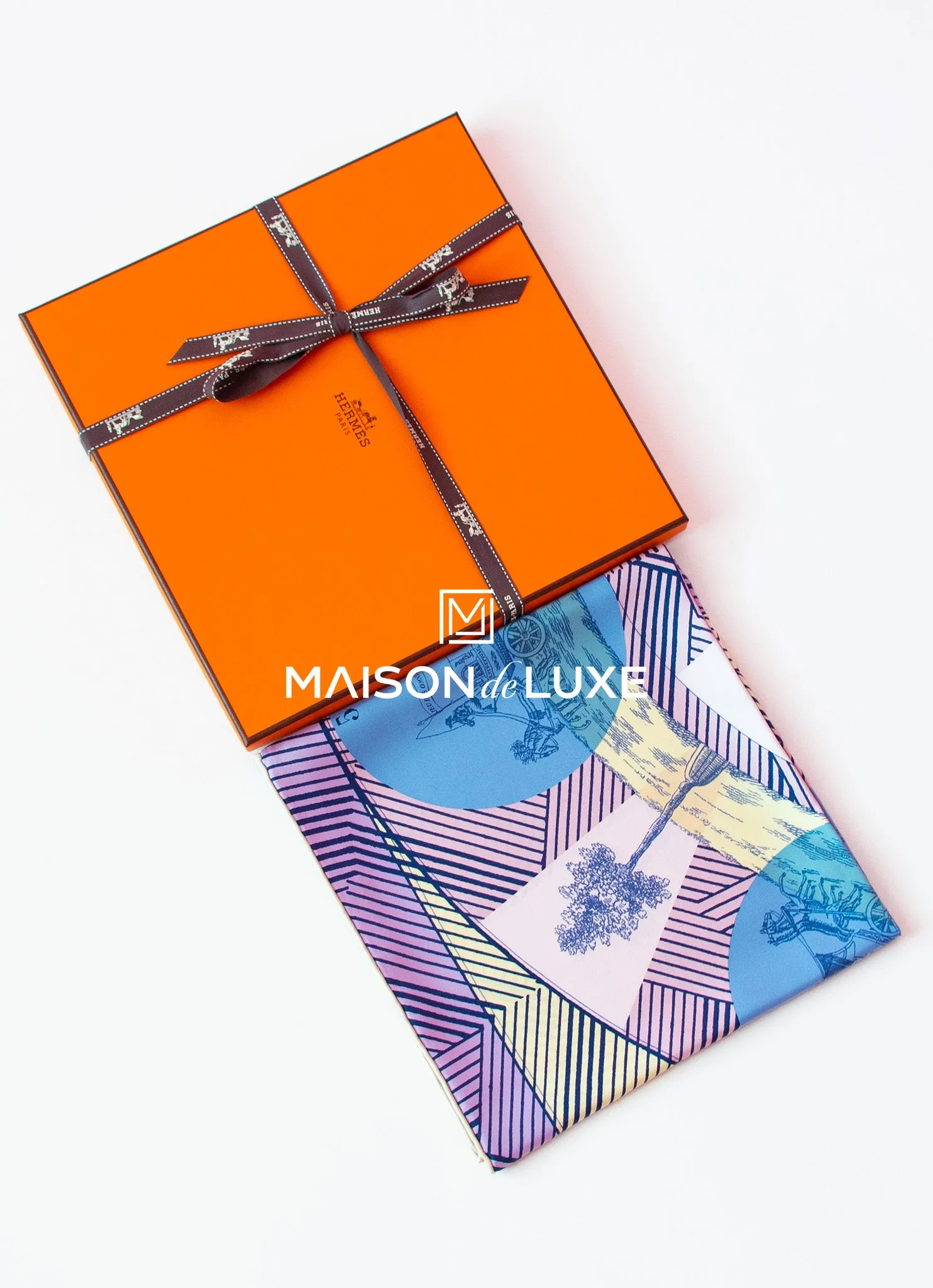 Hermes "Jeu des Omnibus Remix" Purple Twill Silk 90 cm Scarf