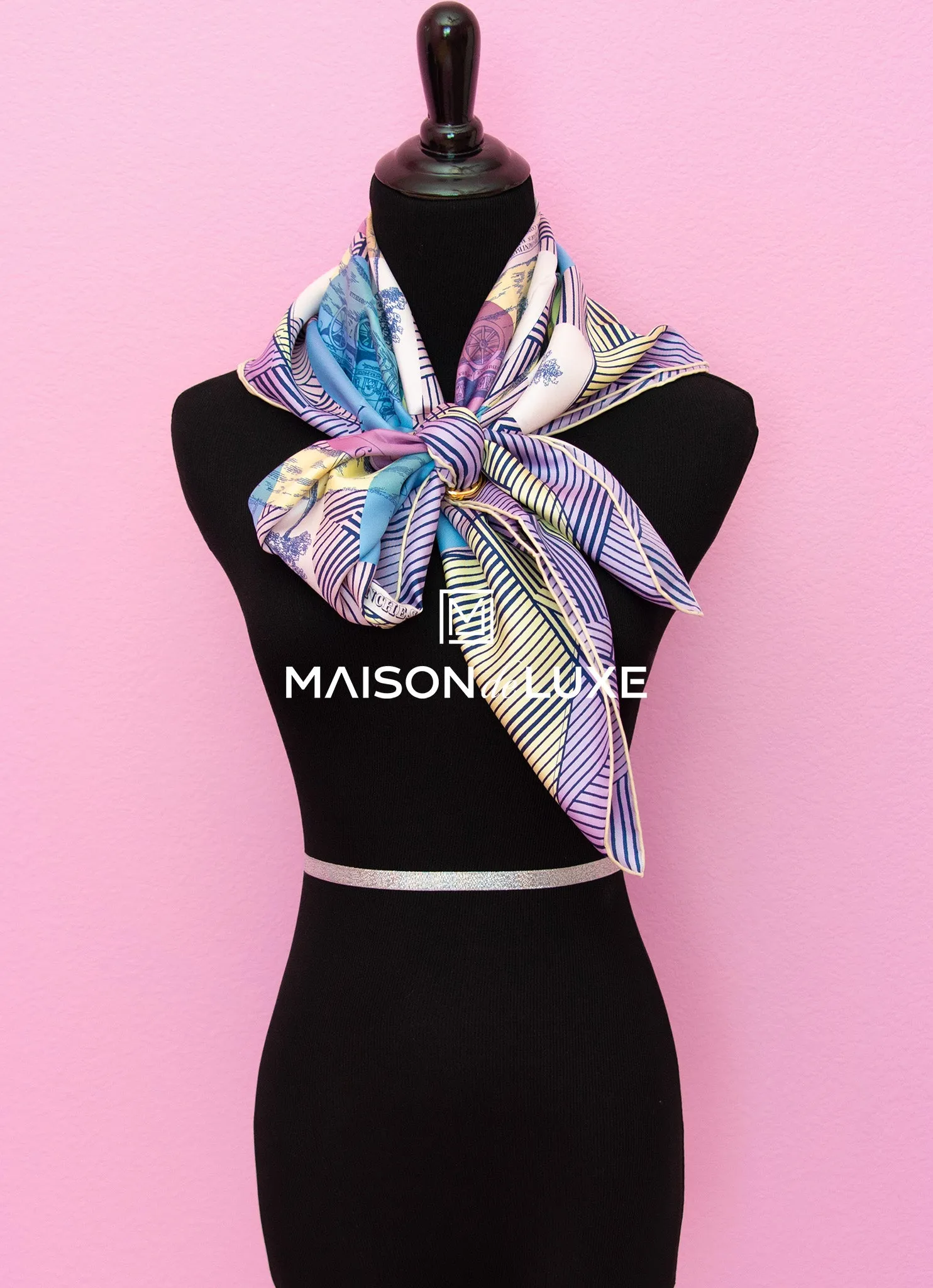 Hermes "Jeu des Omnibus Remix" Purple Twill Silk 90 cm Scarf