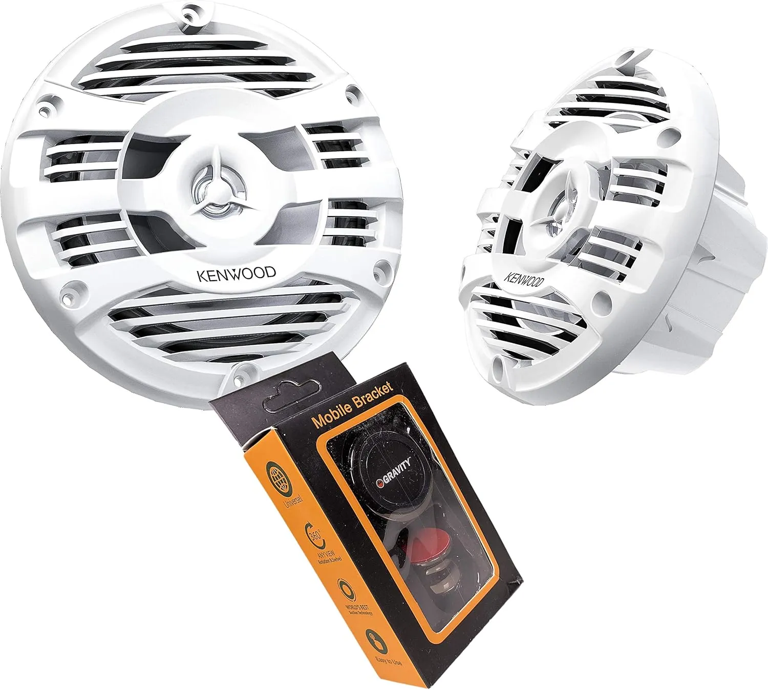 Kenwood KFC-1653MRW (White) 150W 6.5" 2-Way KFC Series Coaxial Marine Speakers   Magnet Phone Holder