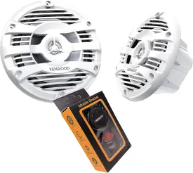 Kenwood KFC-1653MRW (White) 150W 6.5" 2-Way KFC Series Coaxial Marine Speakers   Magnet Phone Holder