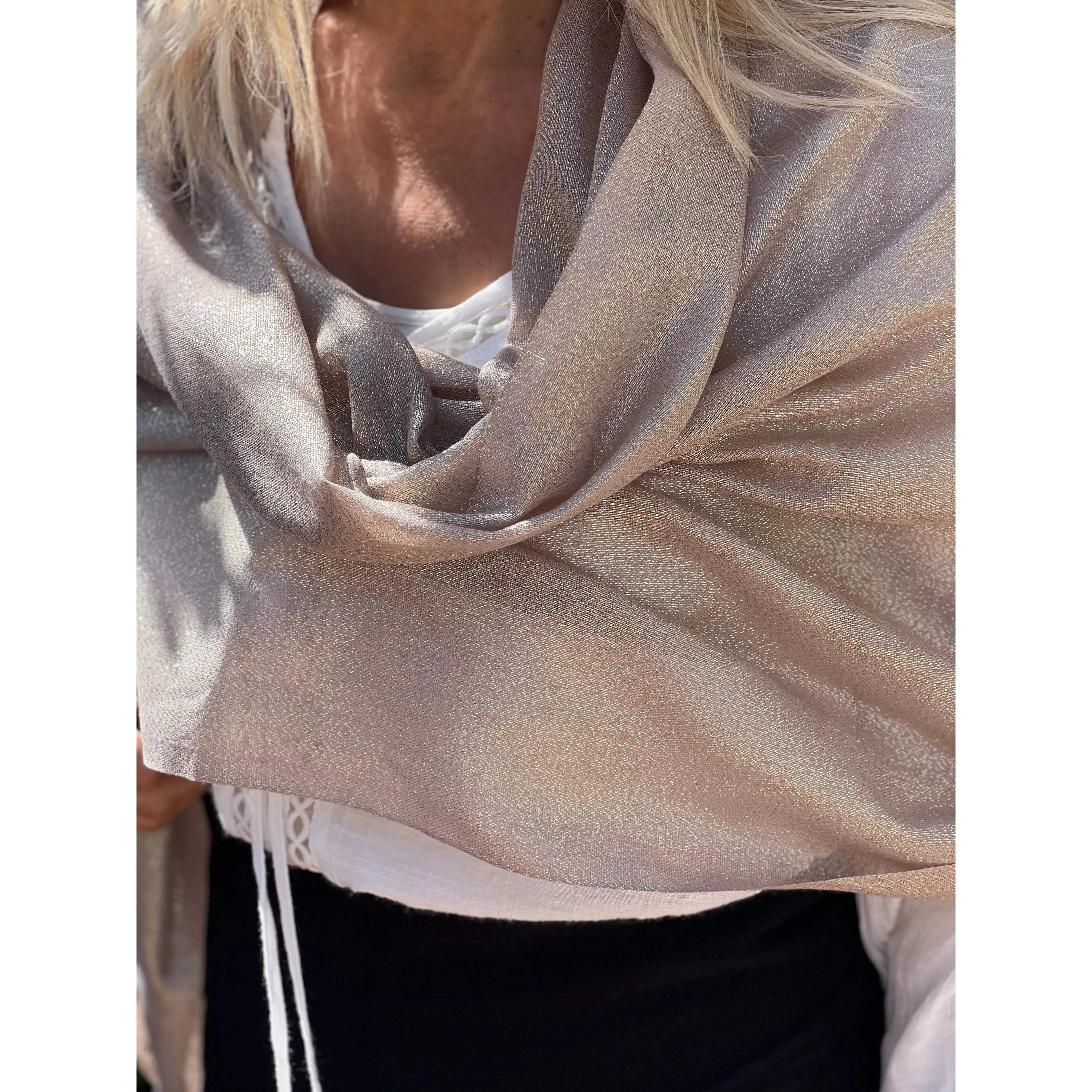 Metallic Scarf - Champagne Blush - Glamour Shawl