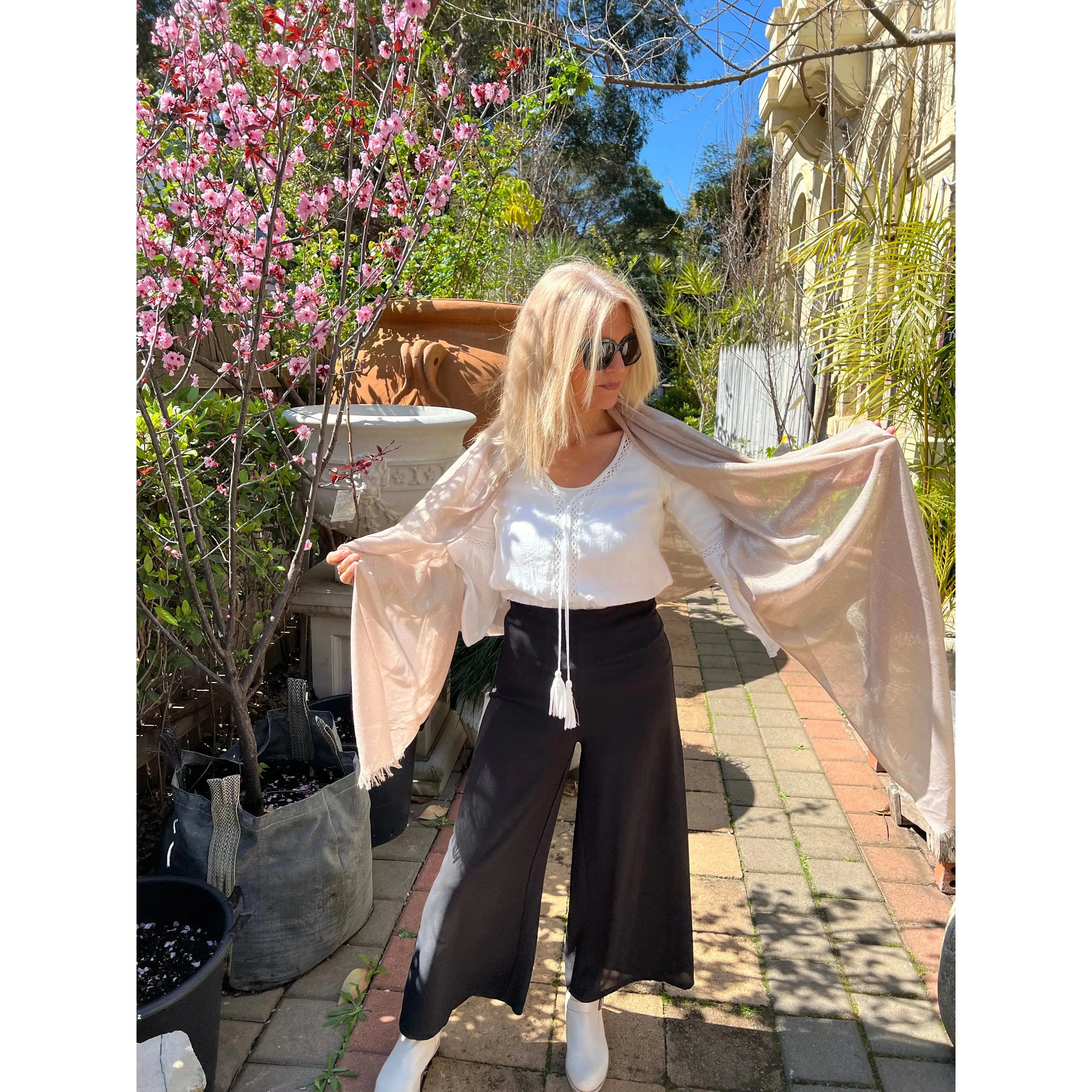 Metallic Scarf - Champagne Blush - Glamour Shawl