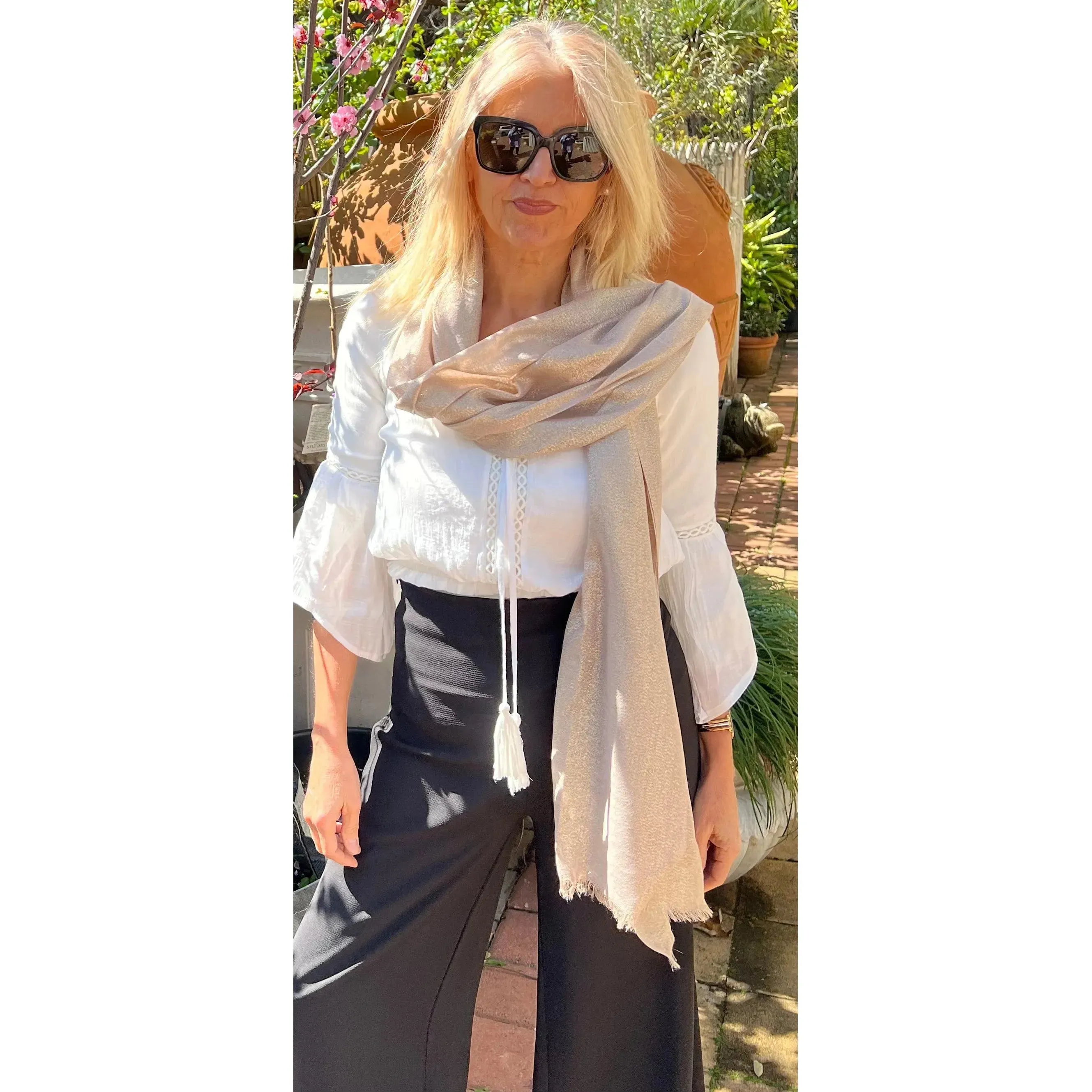 Metallic Scarf - Champagne Blush - Glamour Shawl
