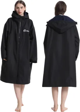 Oksun Oversized Waterproof Swim Parka: Windproof Warm Swimming Coat - Water Resistant Jacket - Thin Fleece Lined Surf Poncho