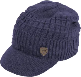 Original One Winter Wool Knitted Chunky Visor Beanie Hat with Brim Fur Lined Peaked Ski Cap