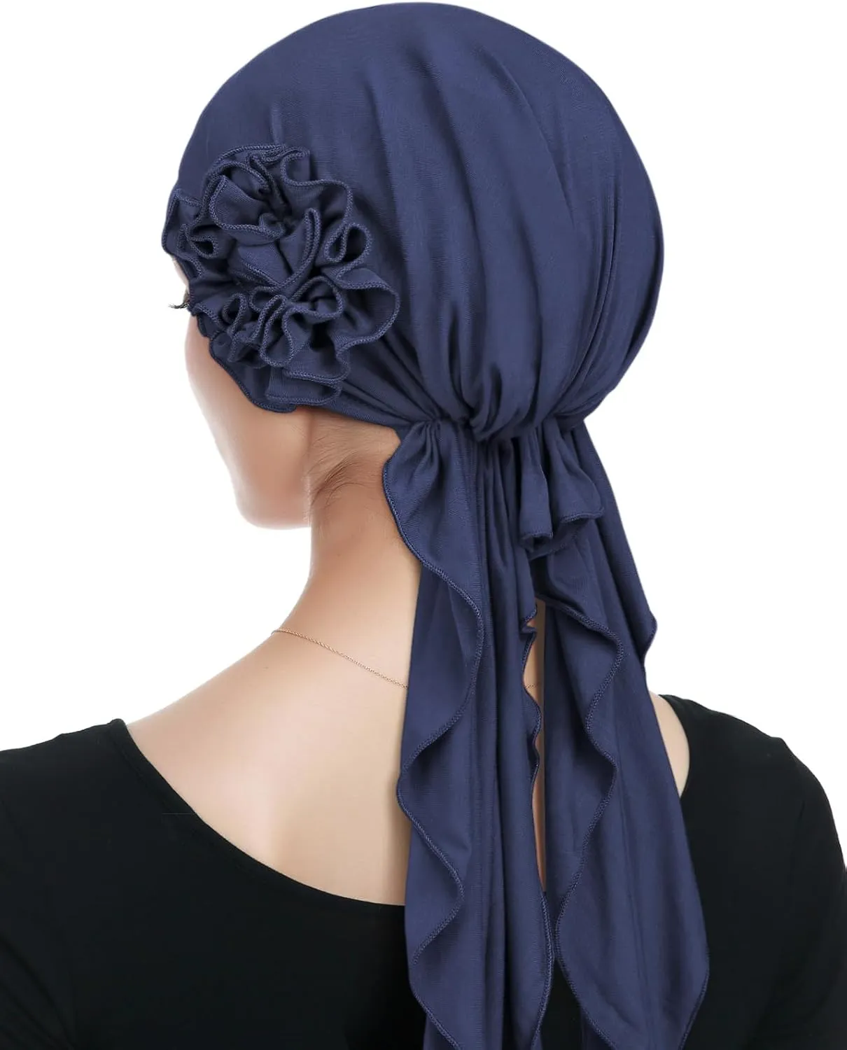 Pretied Head Scarves for Women Featuring Long Tail Finish Made of Stretchy Viscose
