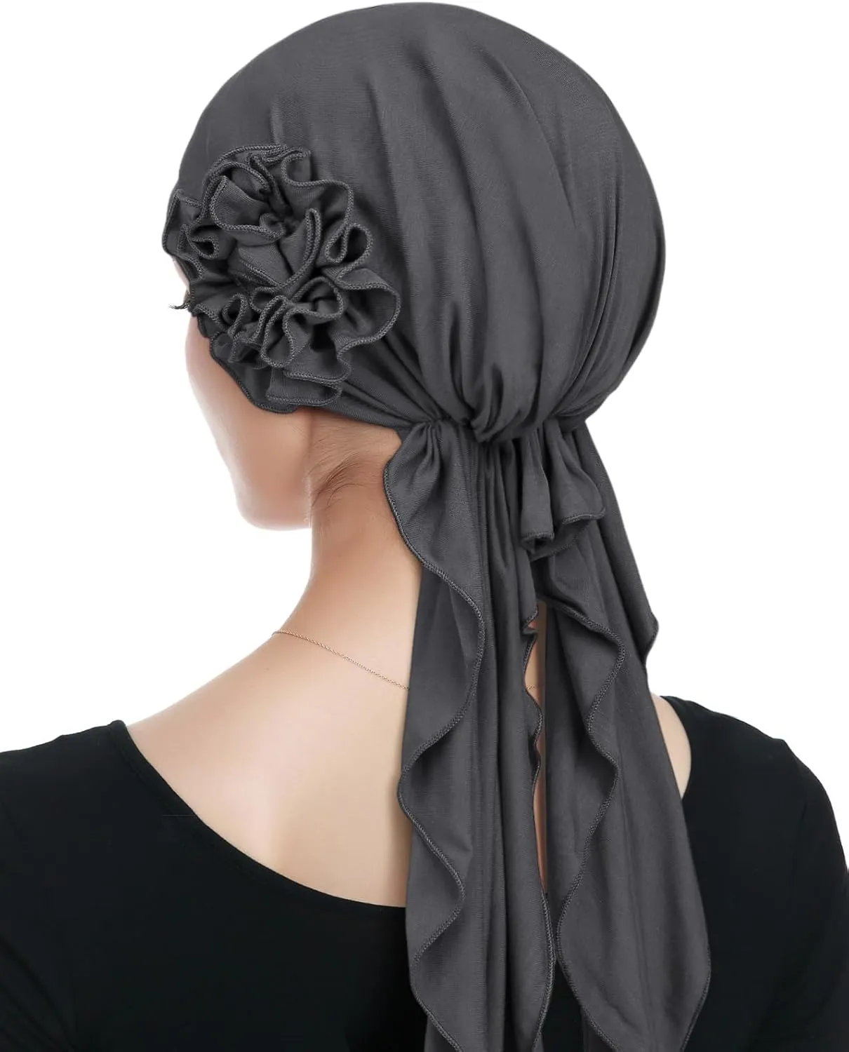 Pretied Head Scarves for Women Featuring Long Tail Finish Made of Stretchy Viscose